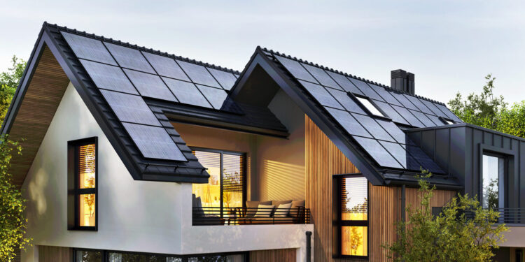 Energieeffizientes Einfamilienhaus mit Solardach – Symbolbild für staatliche Fördermittel und Zuschüsse beim Bauen und Sanieren 2026 mit Aktivbau